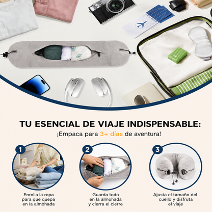 Almohada de viaje 2 en 1 rellenable